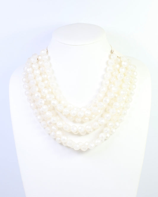 Cadence Multi Layered Beaded Necklace White