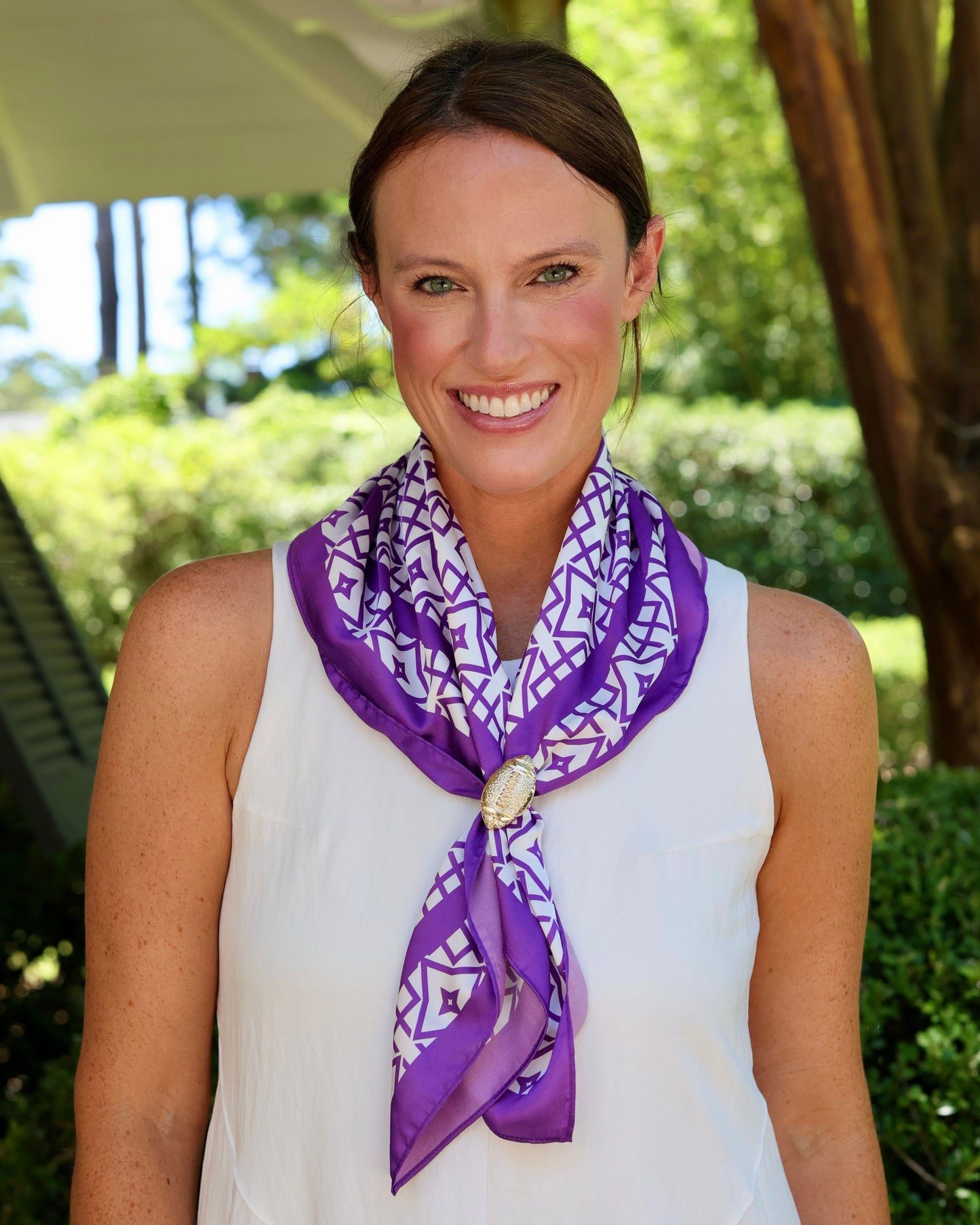 Langston Geometric Scarf Medium Purple White
