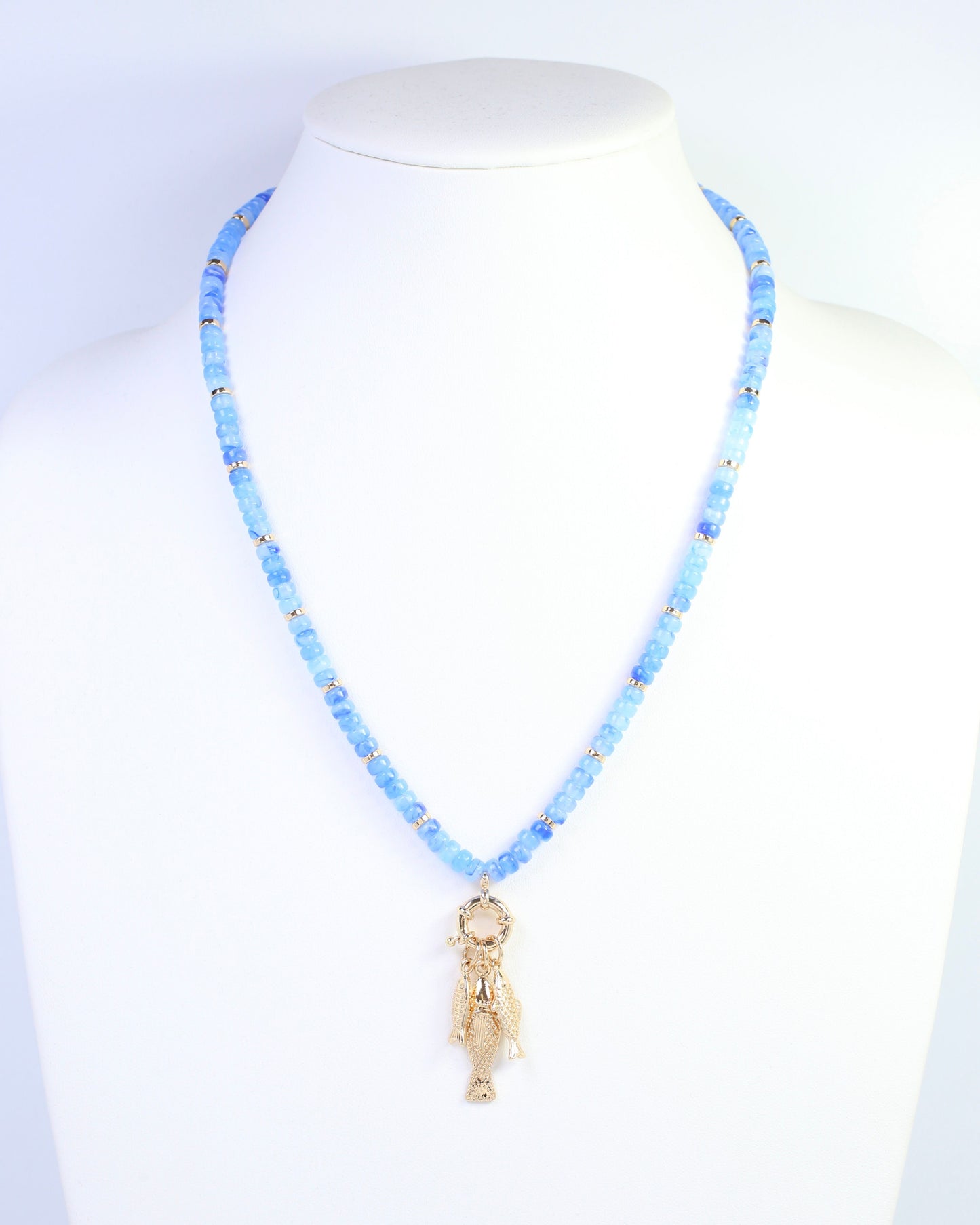 Addie Fish Charm Necklace Blue