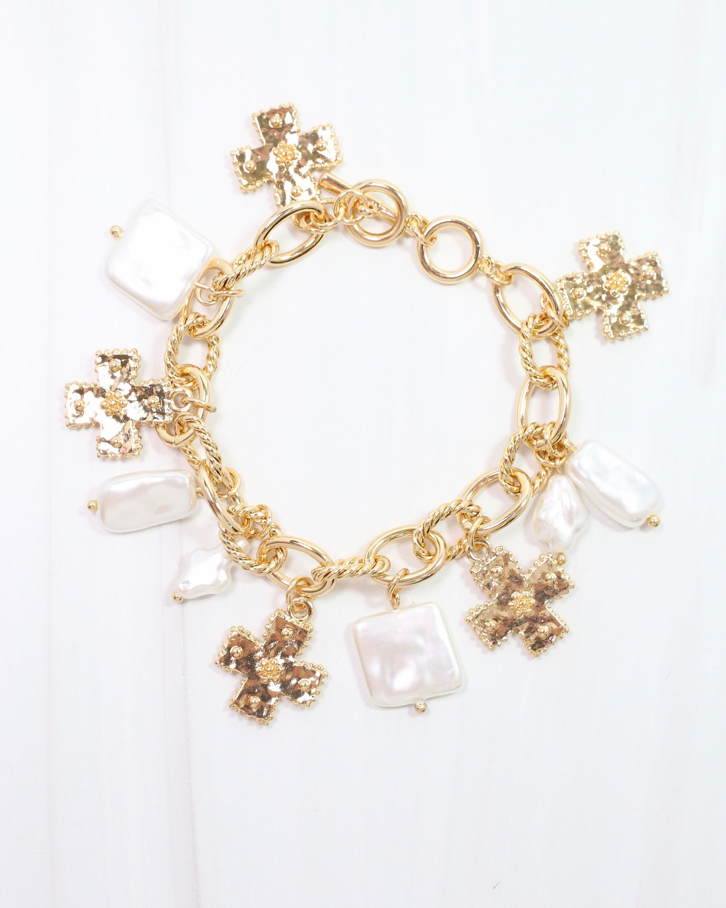 Pearson Cross Charm Bracelet Gold