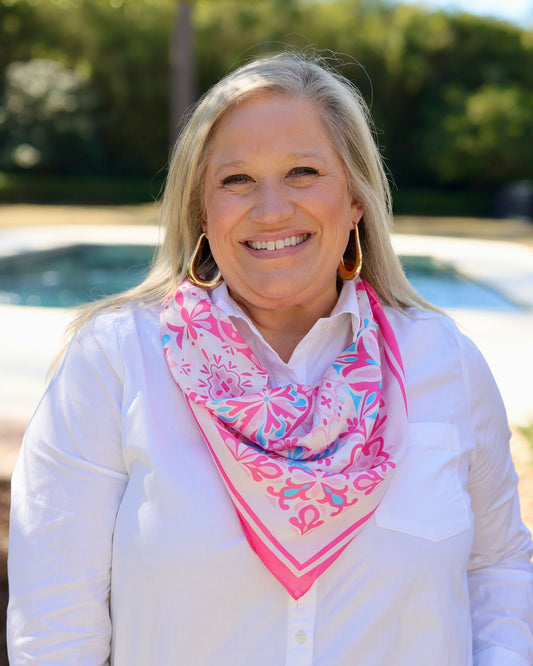 Sorrento Mosaic Print Scarf Pink