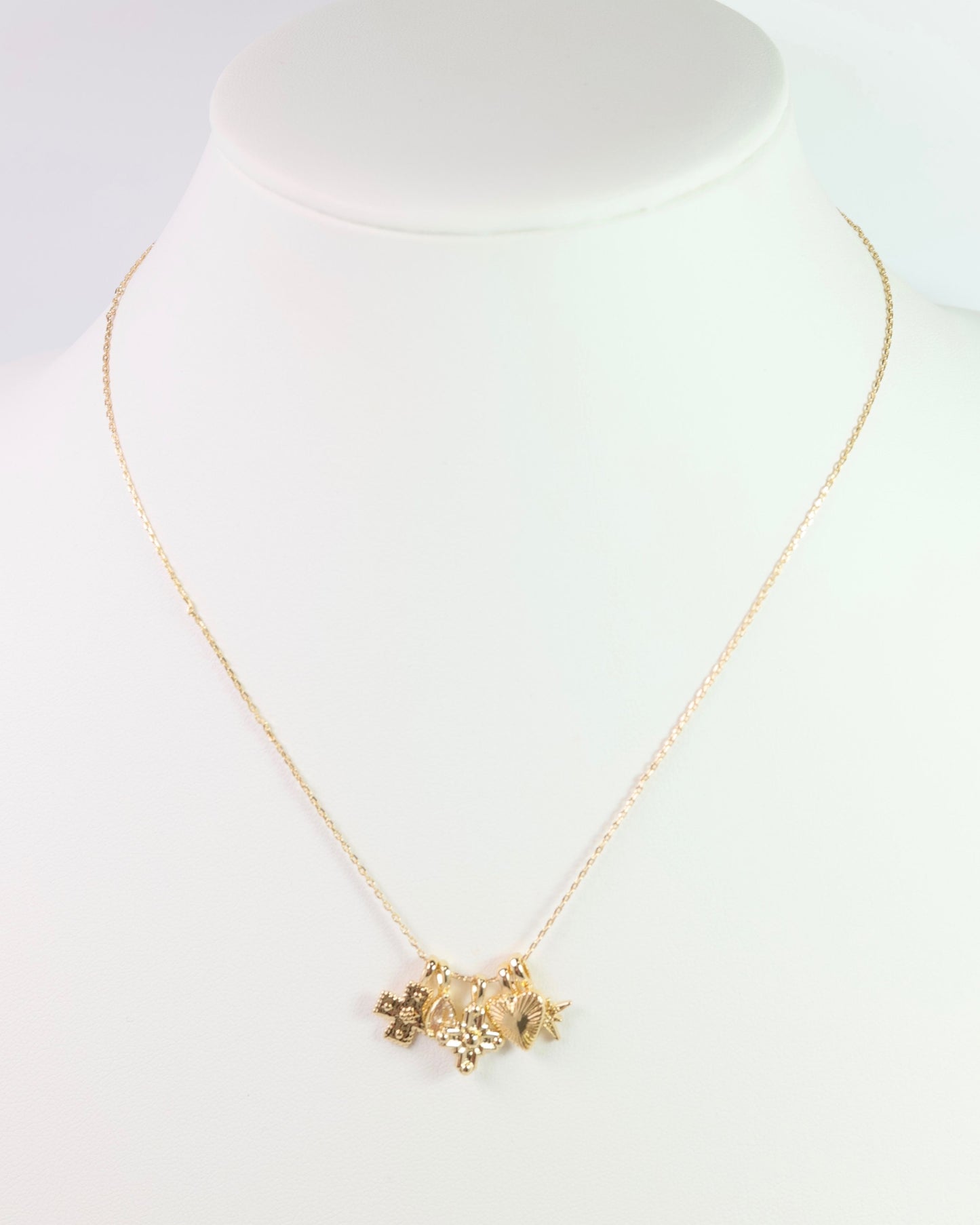 Cross My Heart Charm Necklace Set Gold