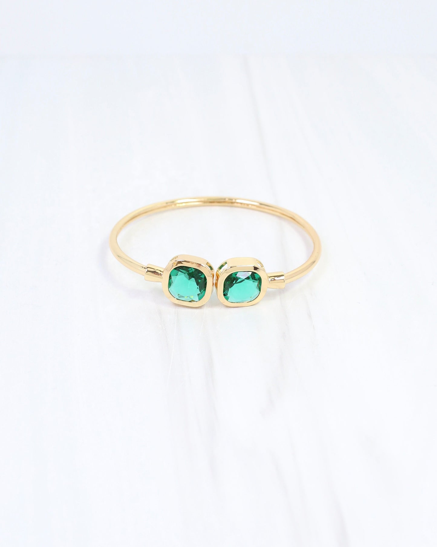 Kira Square Crystal Cuff Bracelet Emerald
