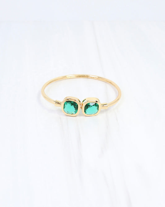 Kira Square Crystal Cuff Bracelet Emerald