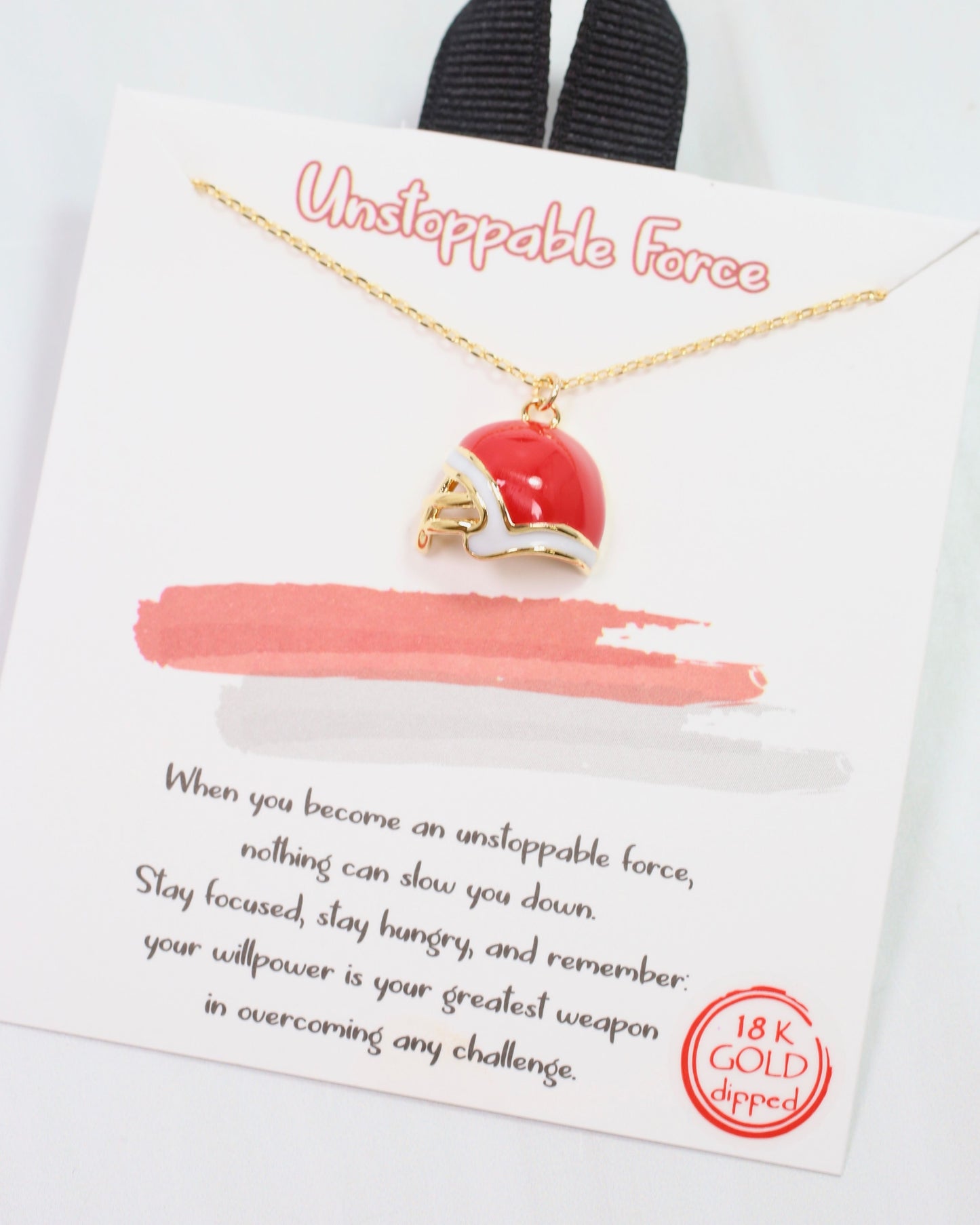 Enamel Helmet Necklace Red White