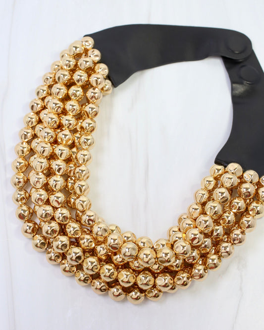 Cadence Multi Layered Beaded Necklace Shiny Gold