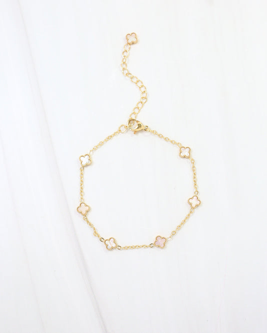 Vineland Mother of Pearl Clover Bracelet WR Gold
