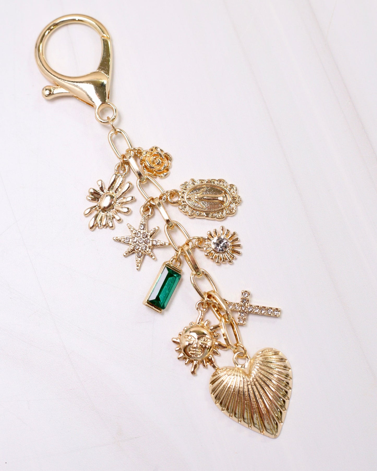 Janey Heart Bag Charm Gold