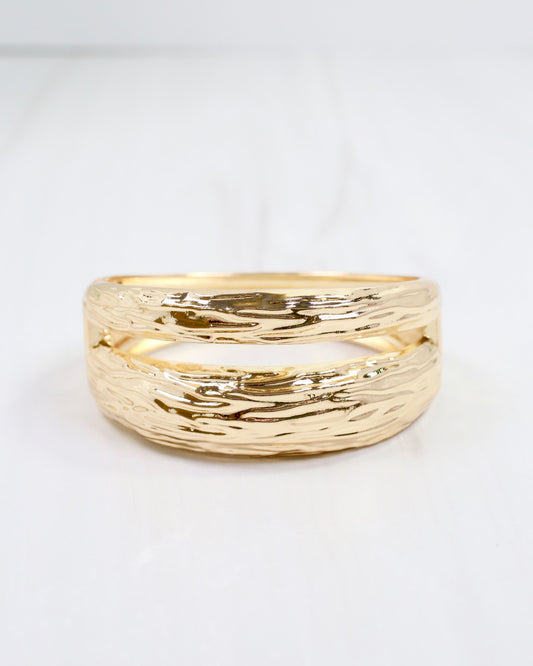 Murray Textured Hinged Bracelet Gold