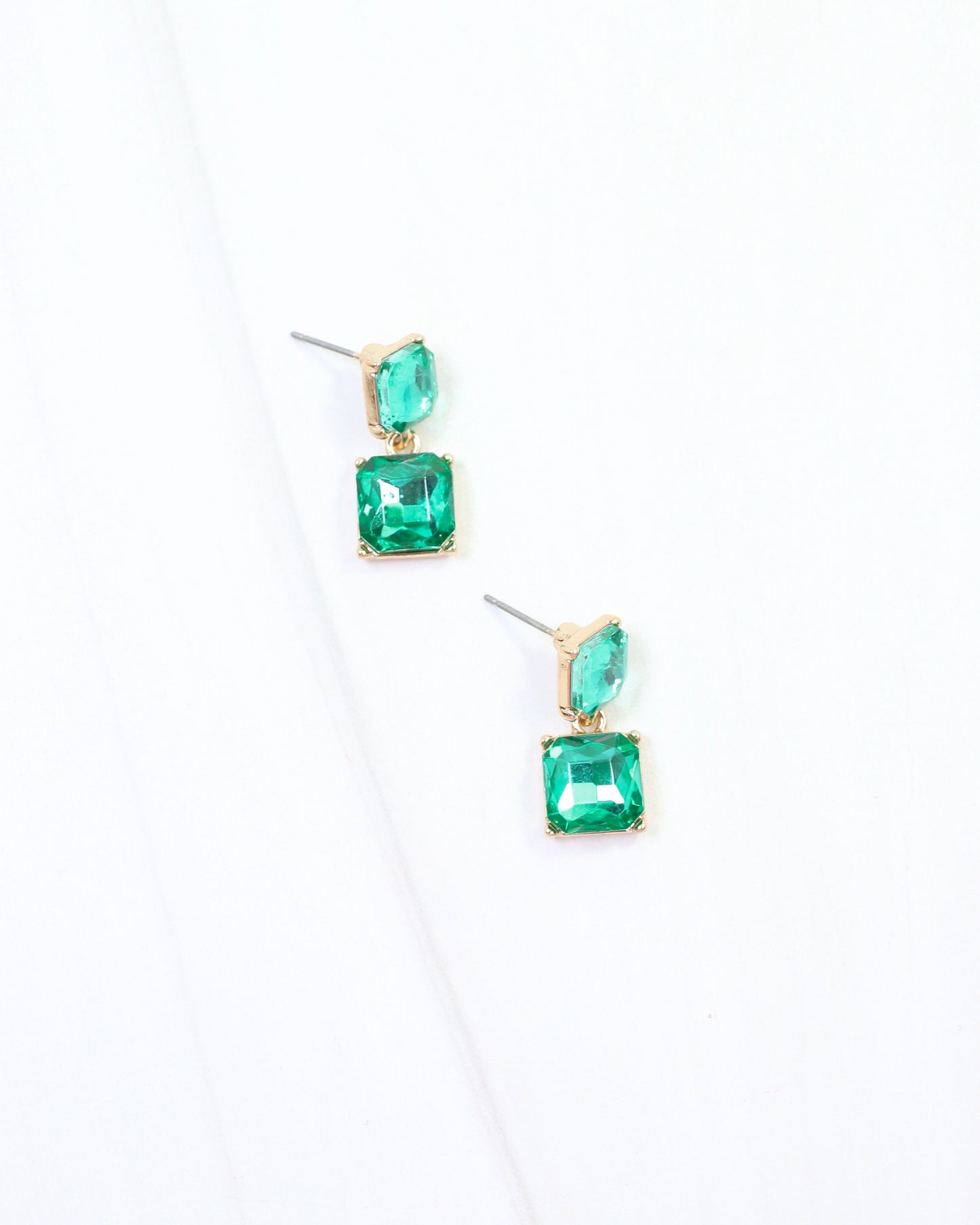 Dupree Crystal Drop Earring Green