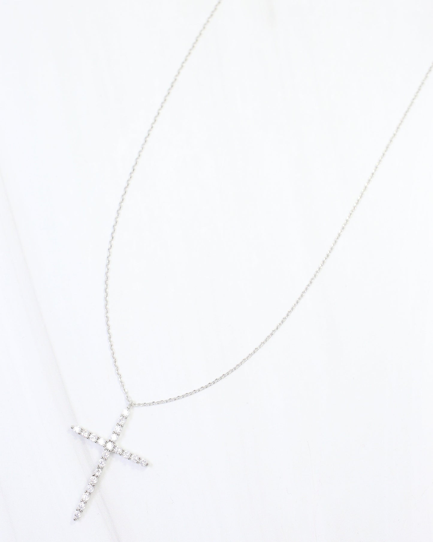 Yazoo CZ Cross Necklace Silver