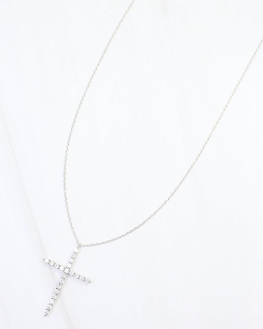 Yazoo CZ Cross Necklace Silver