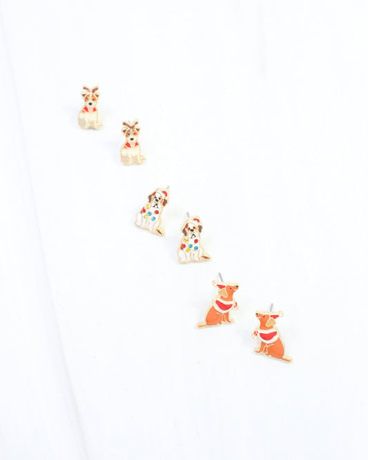 Christmas Pups Stud Set Multi