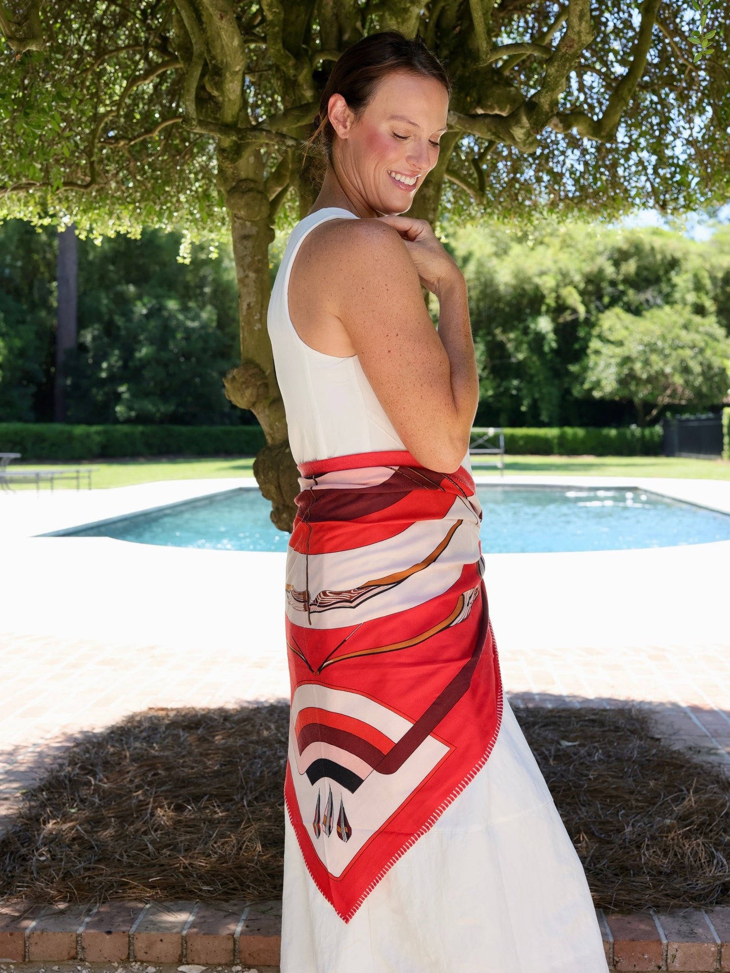 Bow and Arrow Shawl Red