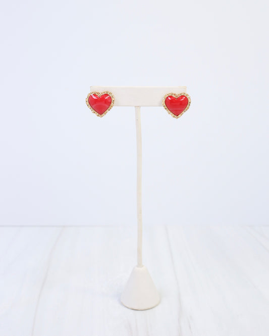 Maryville Heart Stud Earring Red