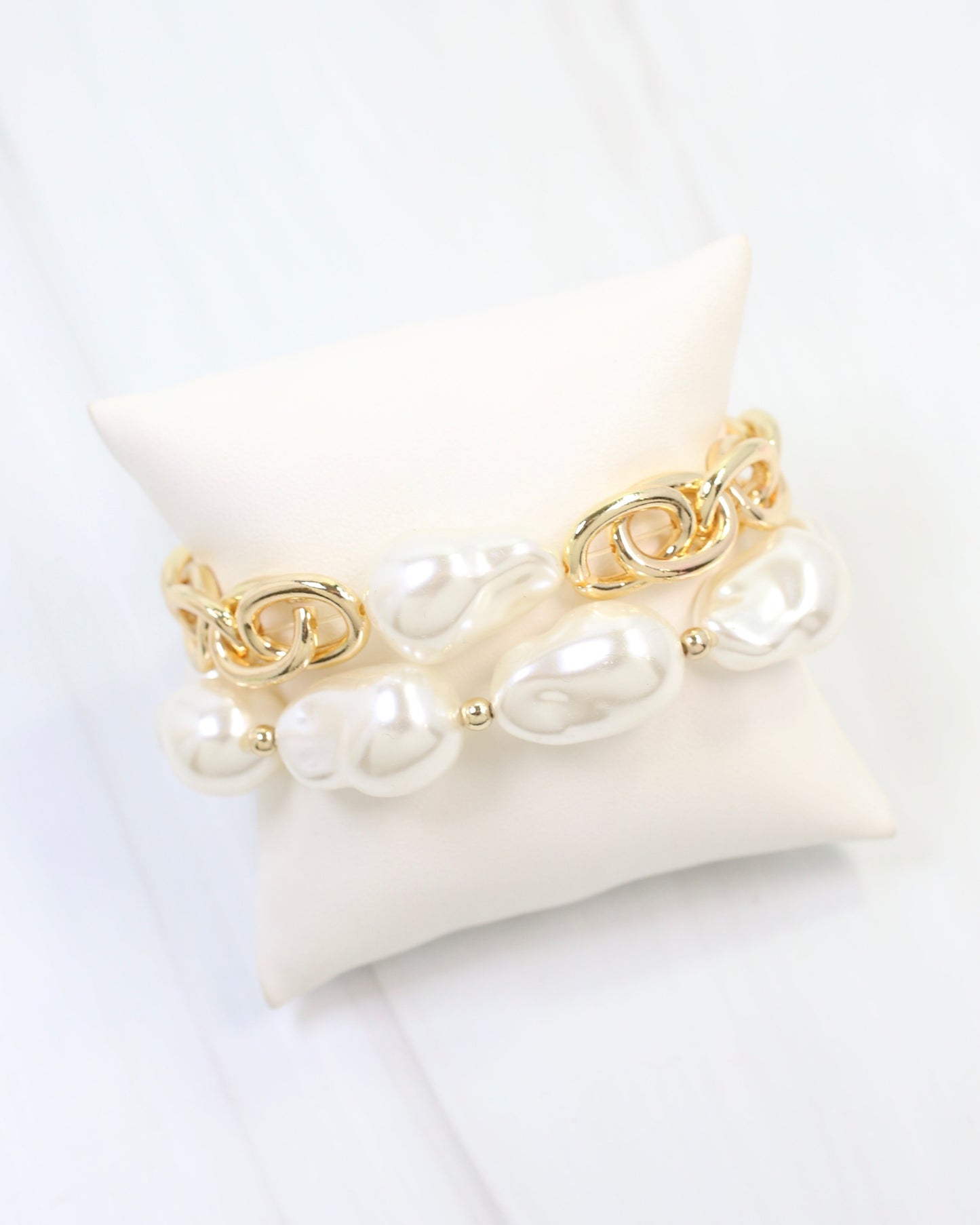 Rosey Pearl Bracelet Set Gold