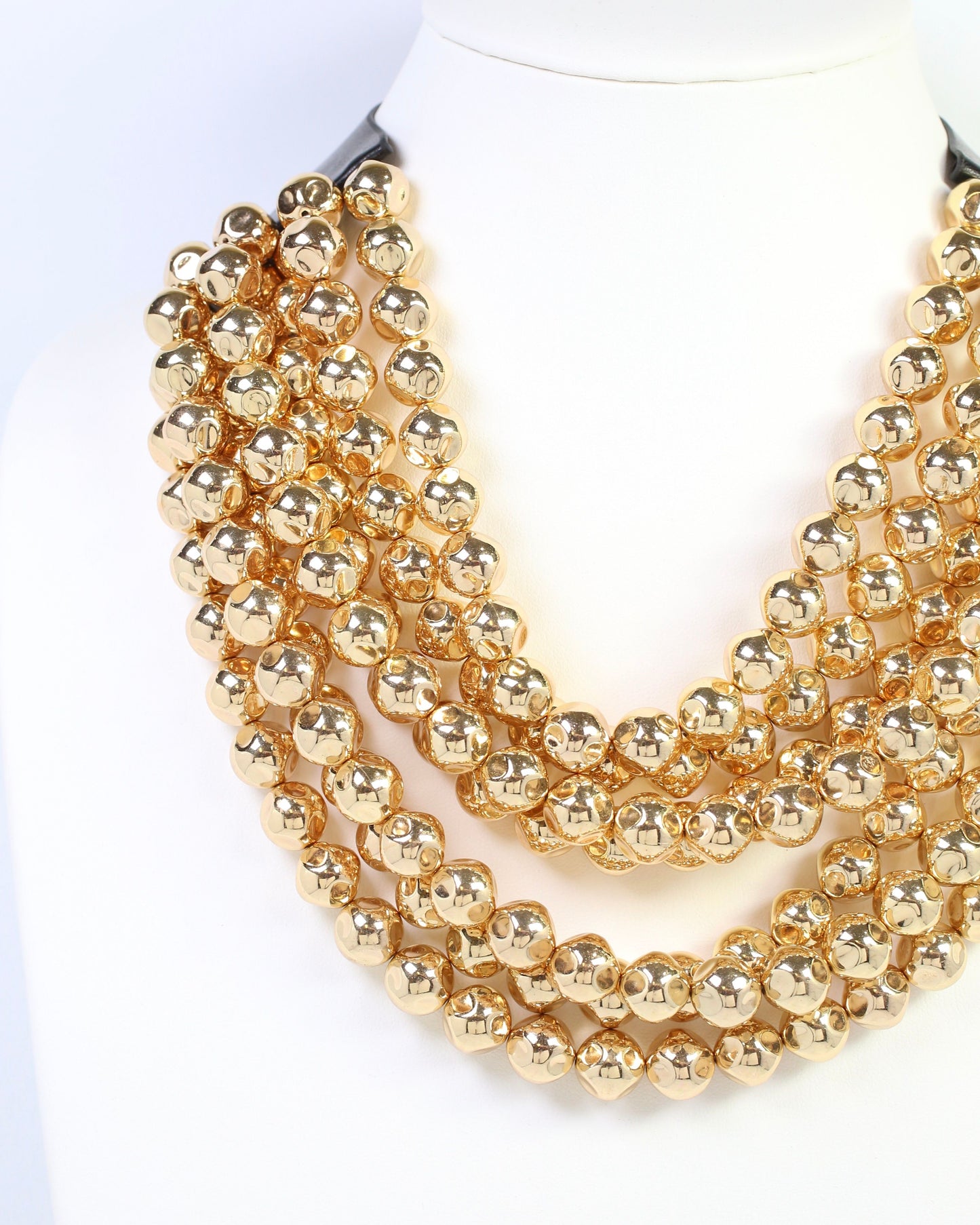 Cadence Multi Layered Beaded Necklace Shiny Gold