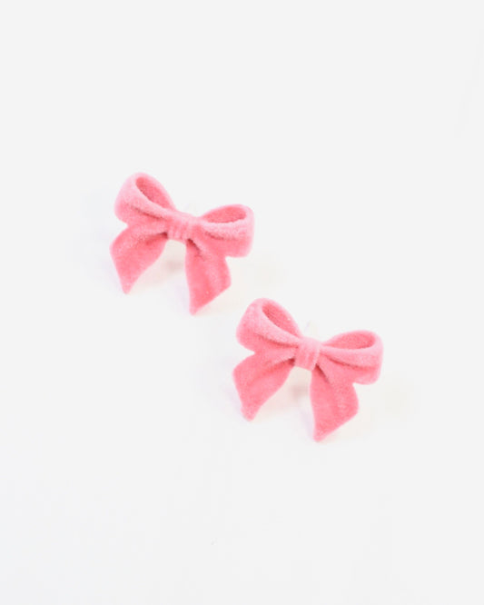 Angelina Velvet Bow Earring Pink