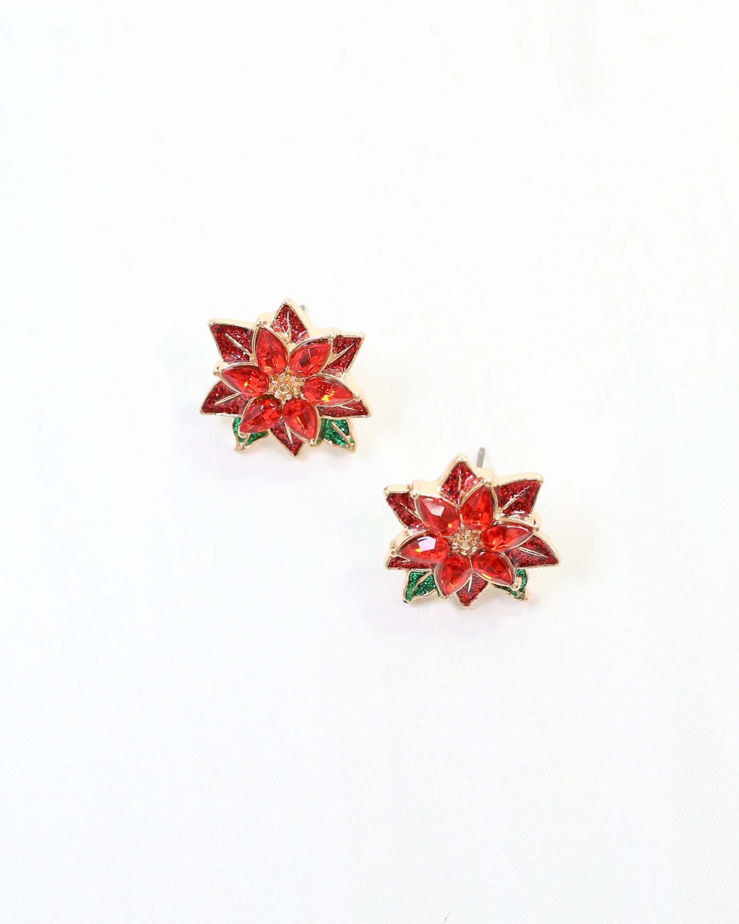 Prancer Poinsettia Enamel Stud Multi