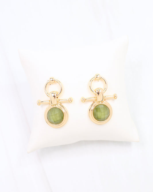 May Faceted Post Earring Olive