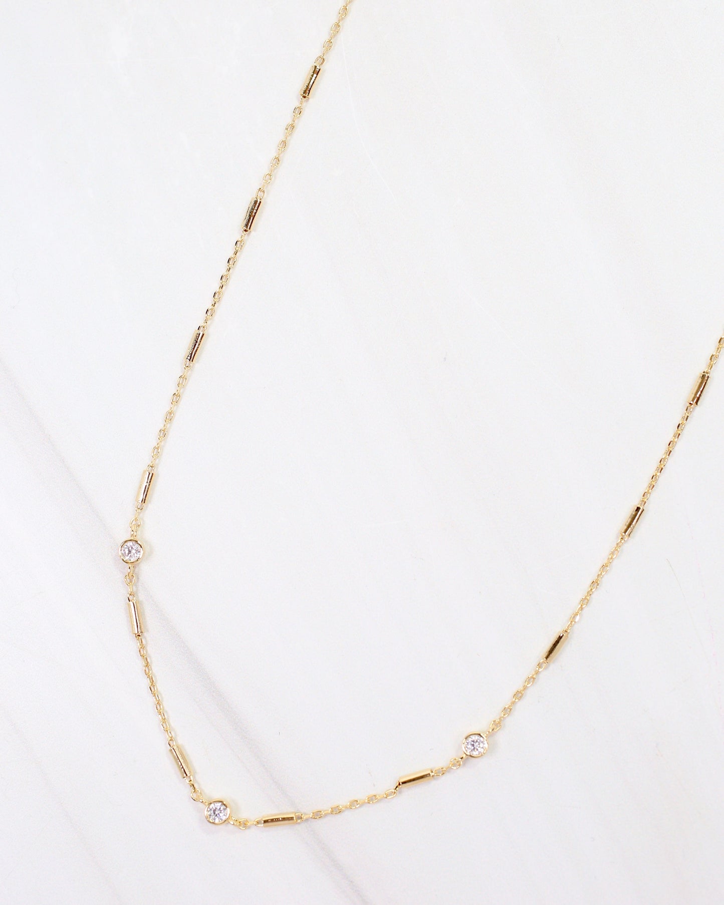 Sidney Round CZ Necklace WR Gold