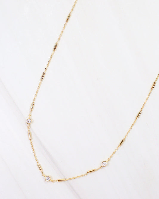 Sidney Round CZ Necklace WR Gold