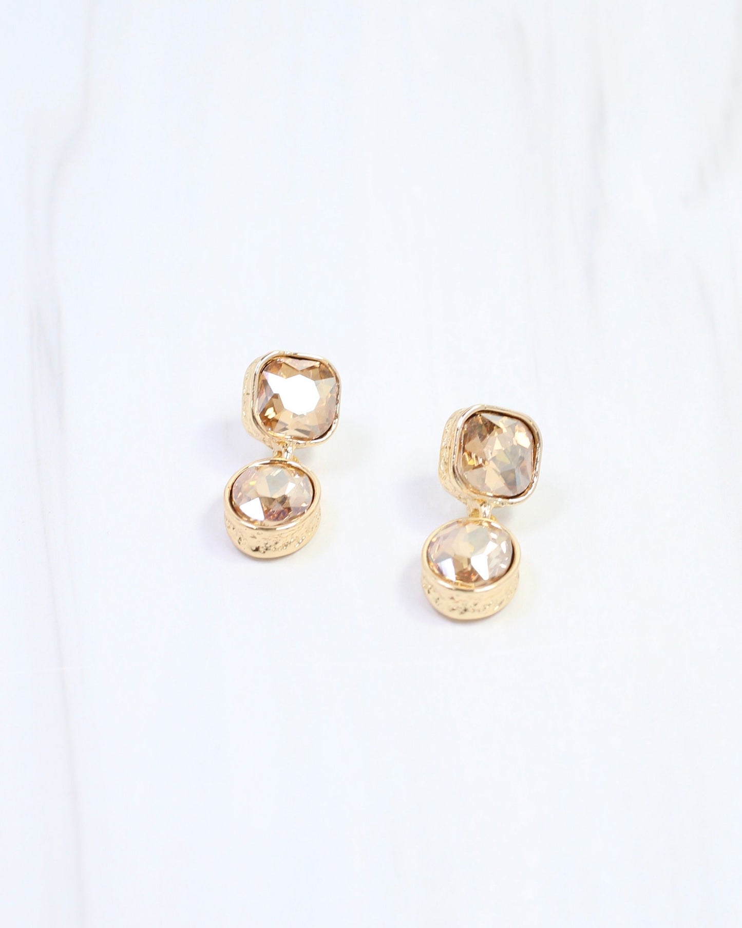 Elena Hammered Crystal Drop Earring Champagne