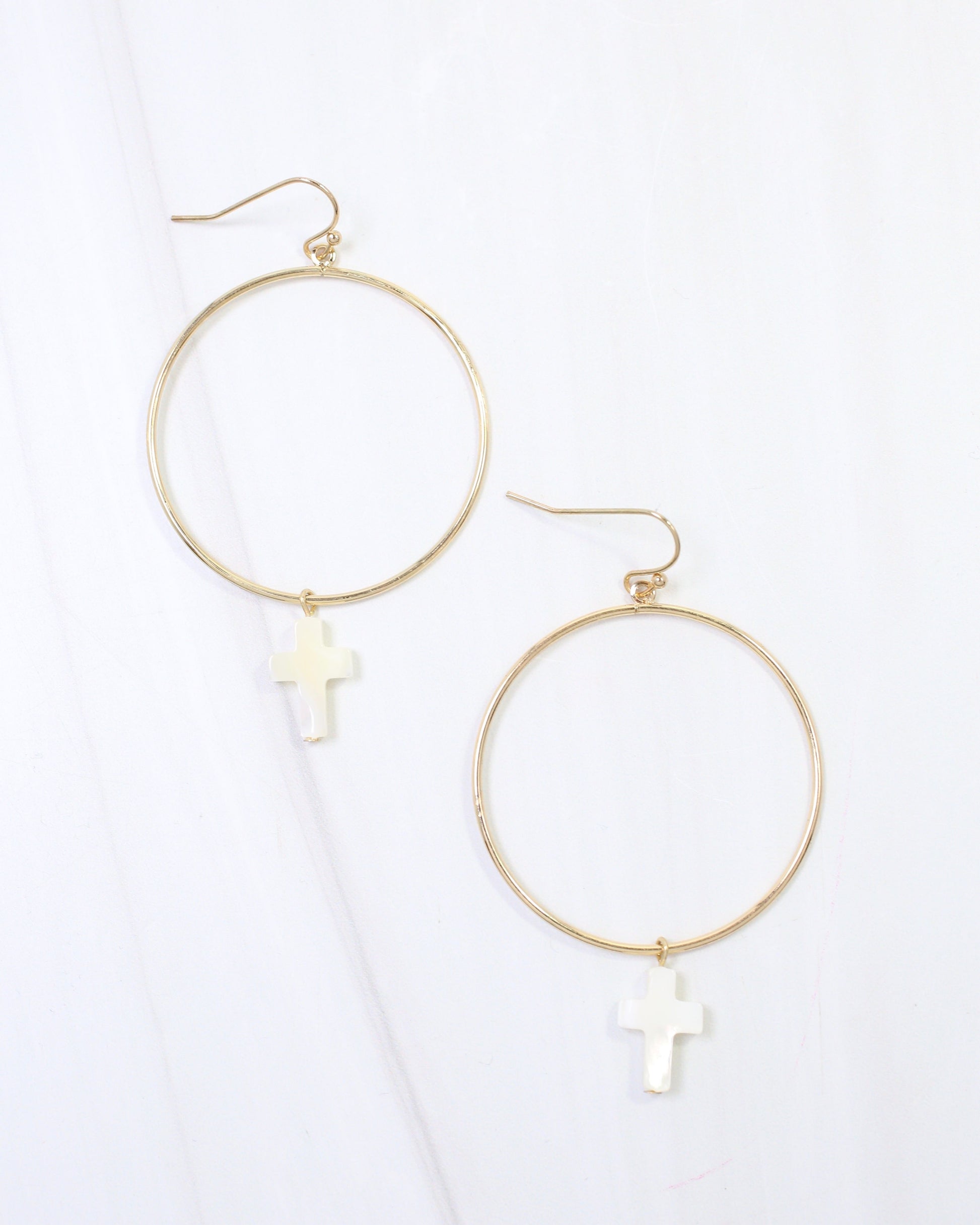 cross fish hook Trenton Cross Fish Hook Earring Gold – Caroline Hill Wholesale
