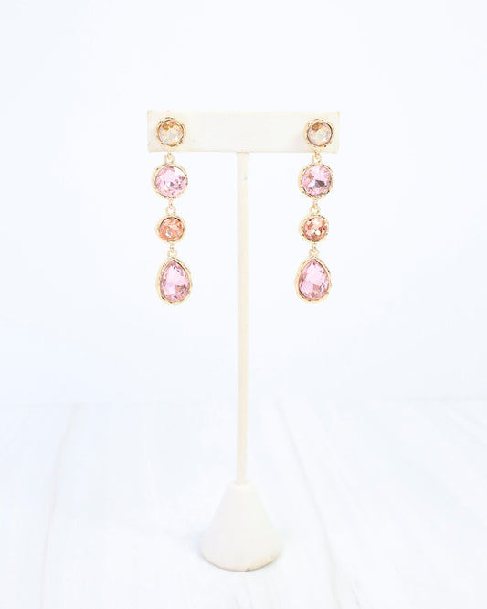 Sailish Linear Crystal Dangle Earring Pink