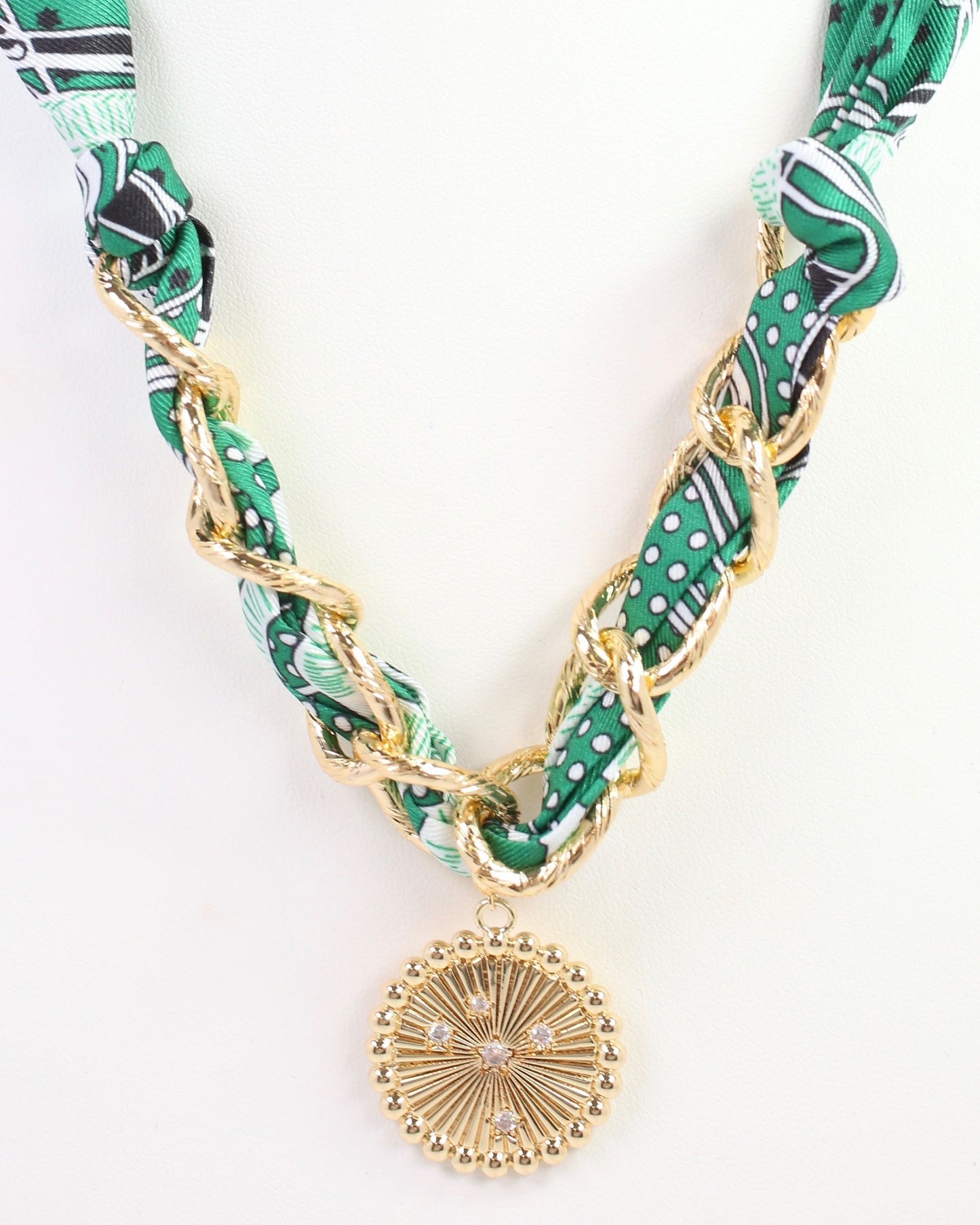 Sarah Scarf Charm Necklace Green