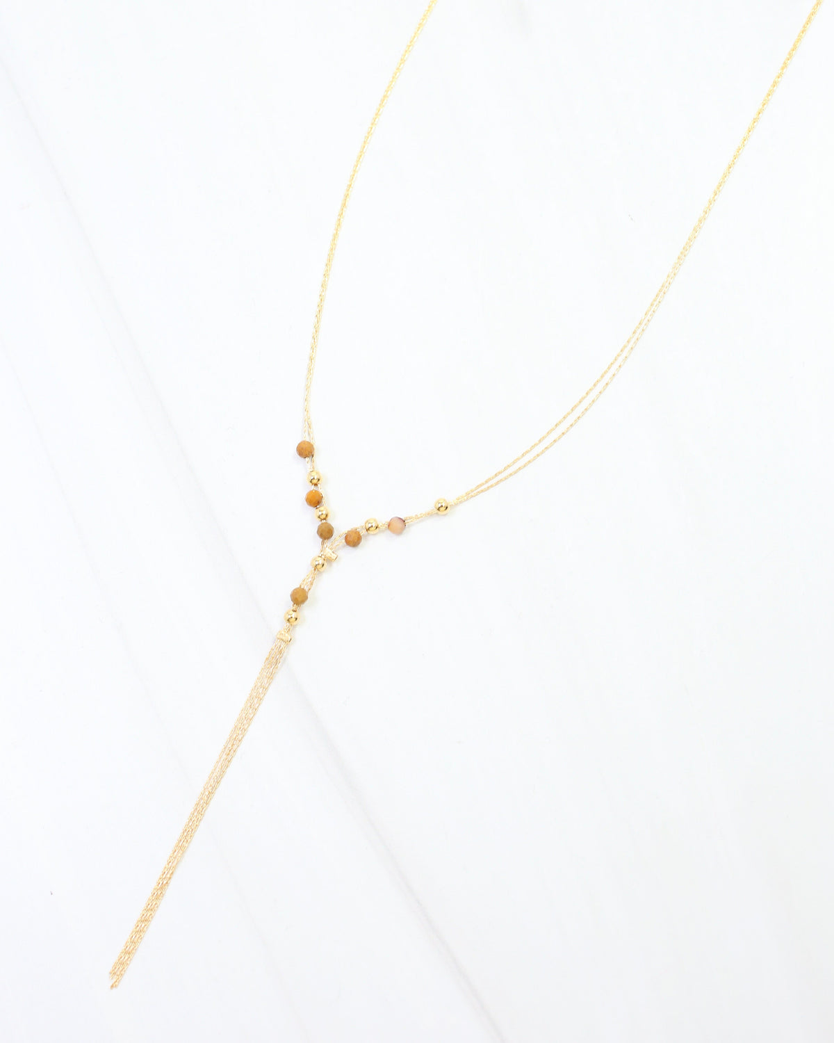 Merida Beaded Tassel Necklace Brown