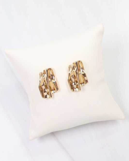 Kinston Textured Rectangular Post Earring Gold