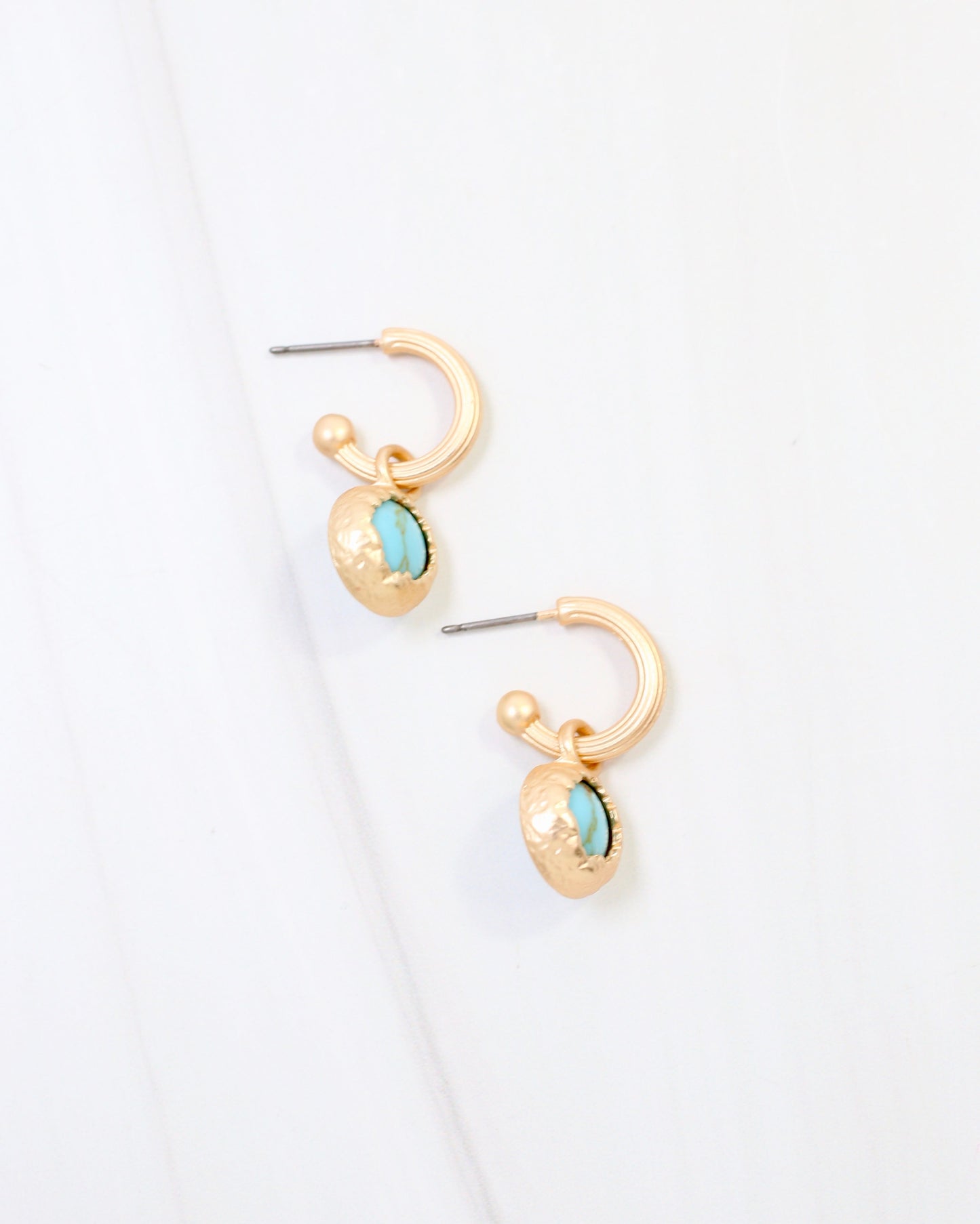 Alma Matte Gold Dangle Earring Turquoise