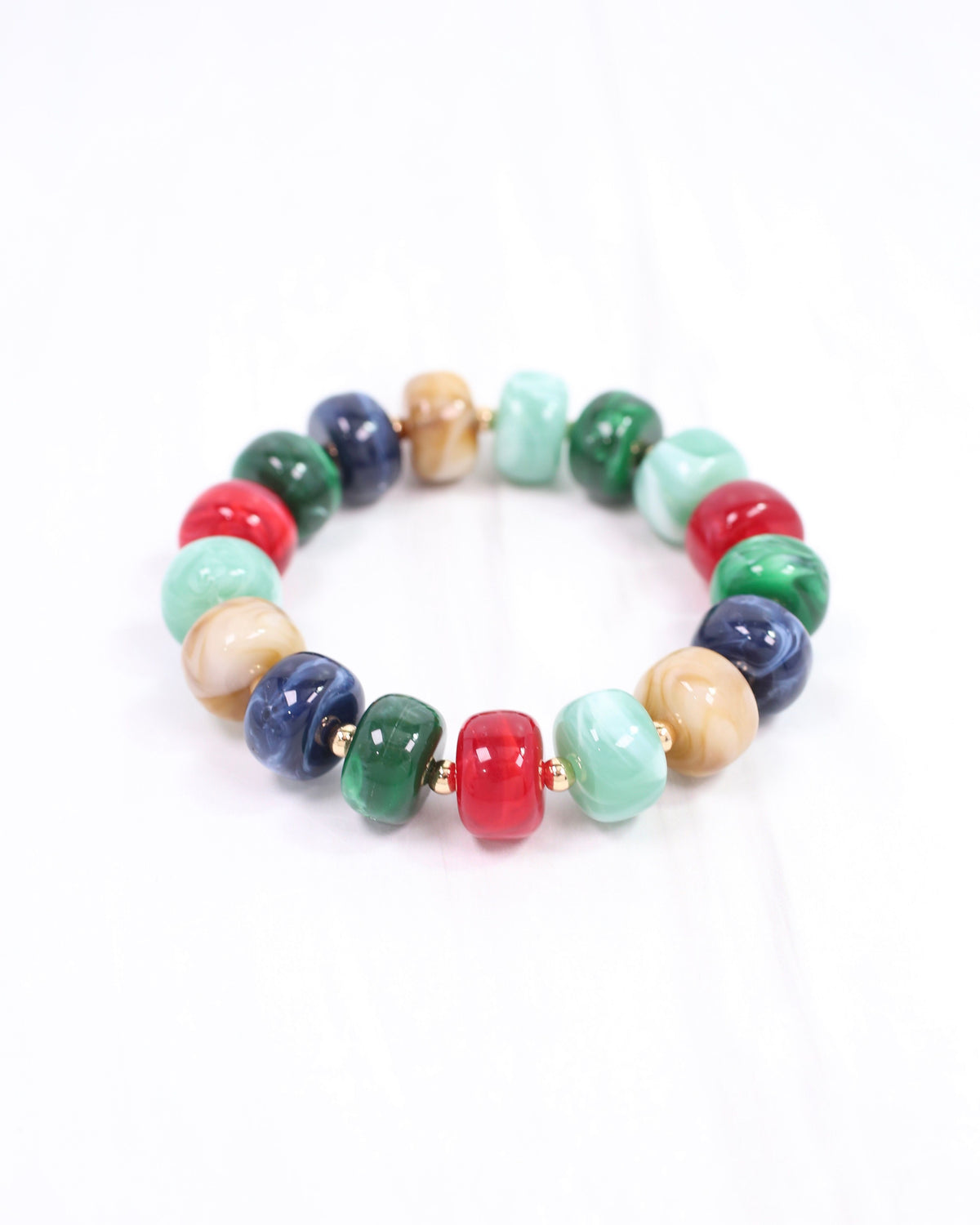 Tanner Beaded Bracelet DK GRN Multi