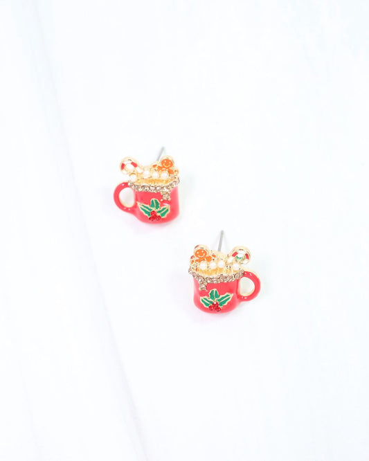 Merry Mug Stud Earring Red
