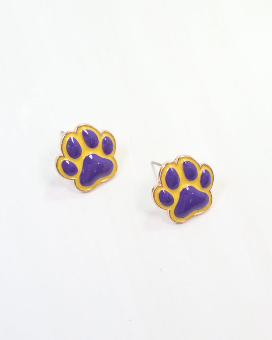 Go For It Paw Earring Purple Gold