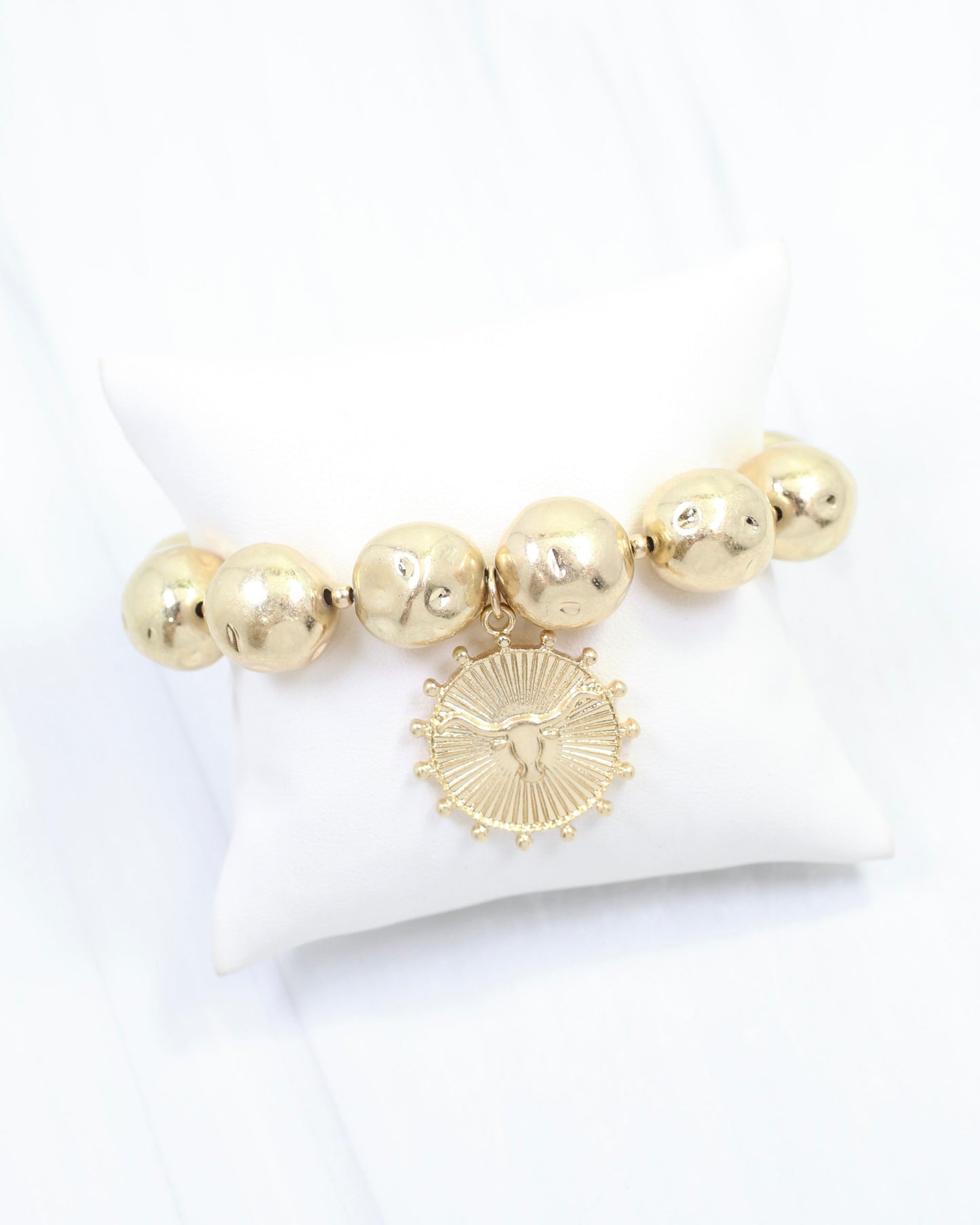 Carmen Coin Stretch Bracelet Bull Worn Gold