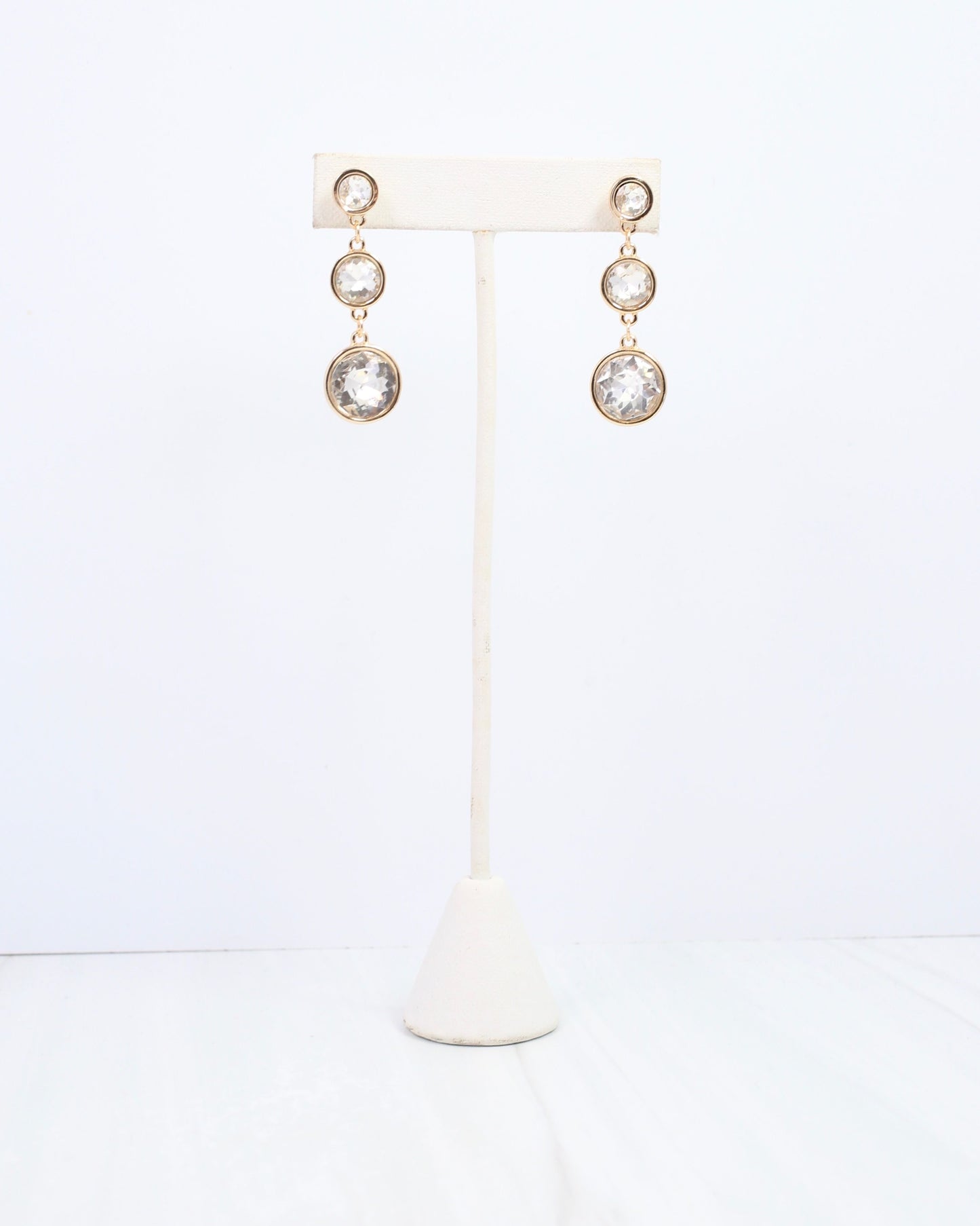 Naples Round Crystal Drop Earring Gold