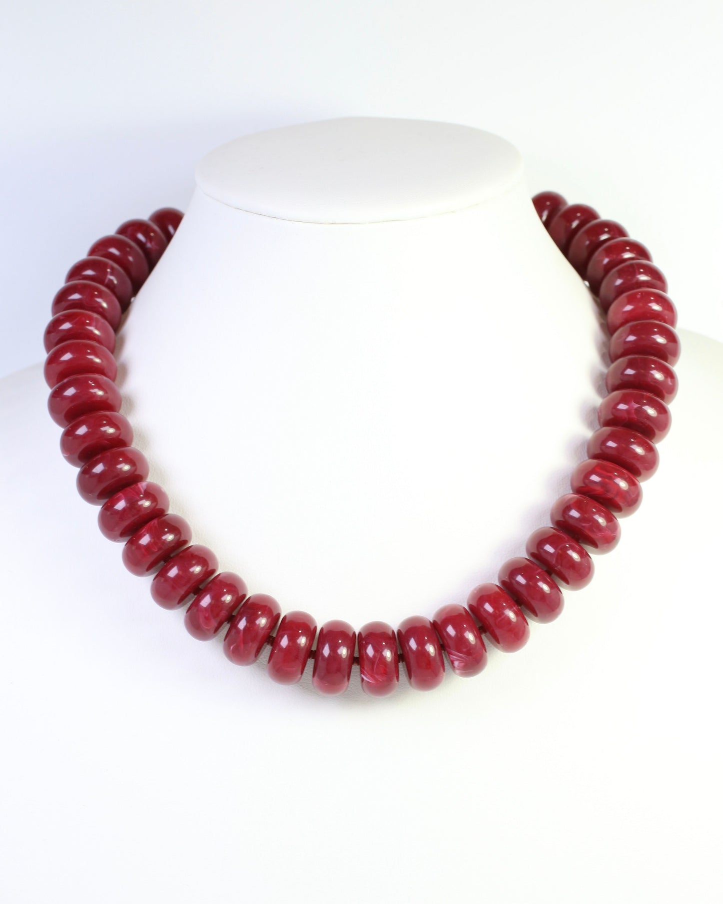 Pipestone Marble Beaded Necklace Burgundy
