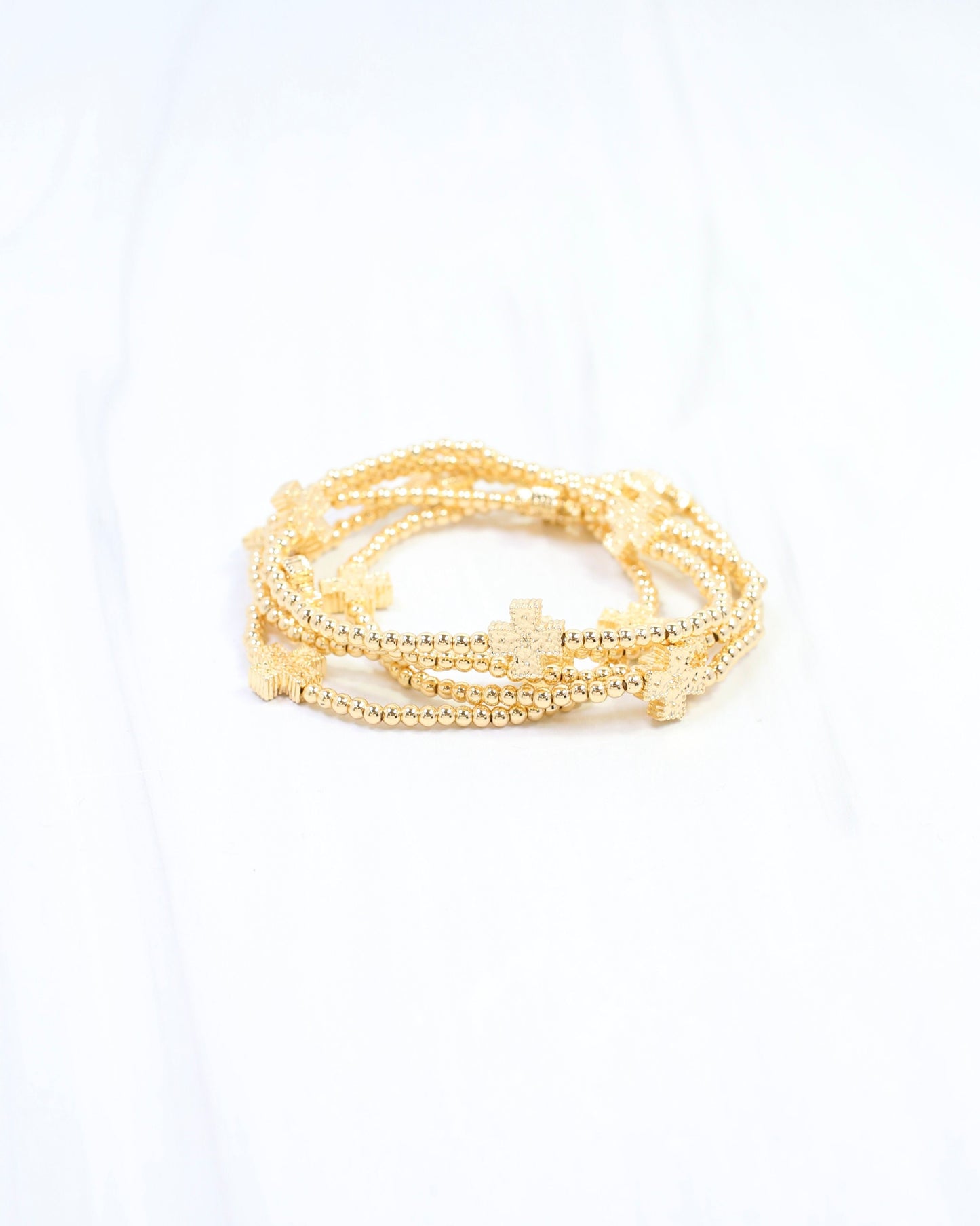 Jolee Beaded Cross Bracelet Set Gold