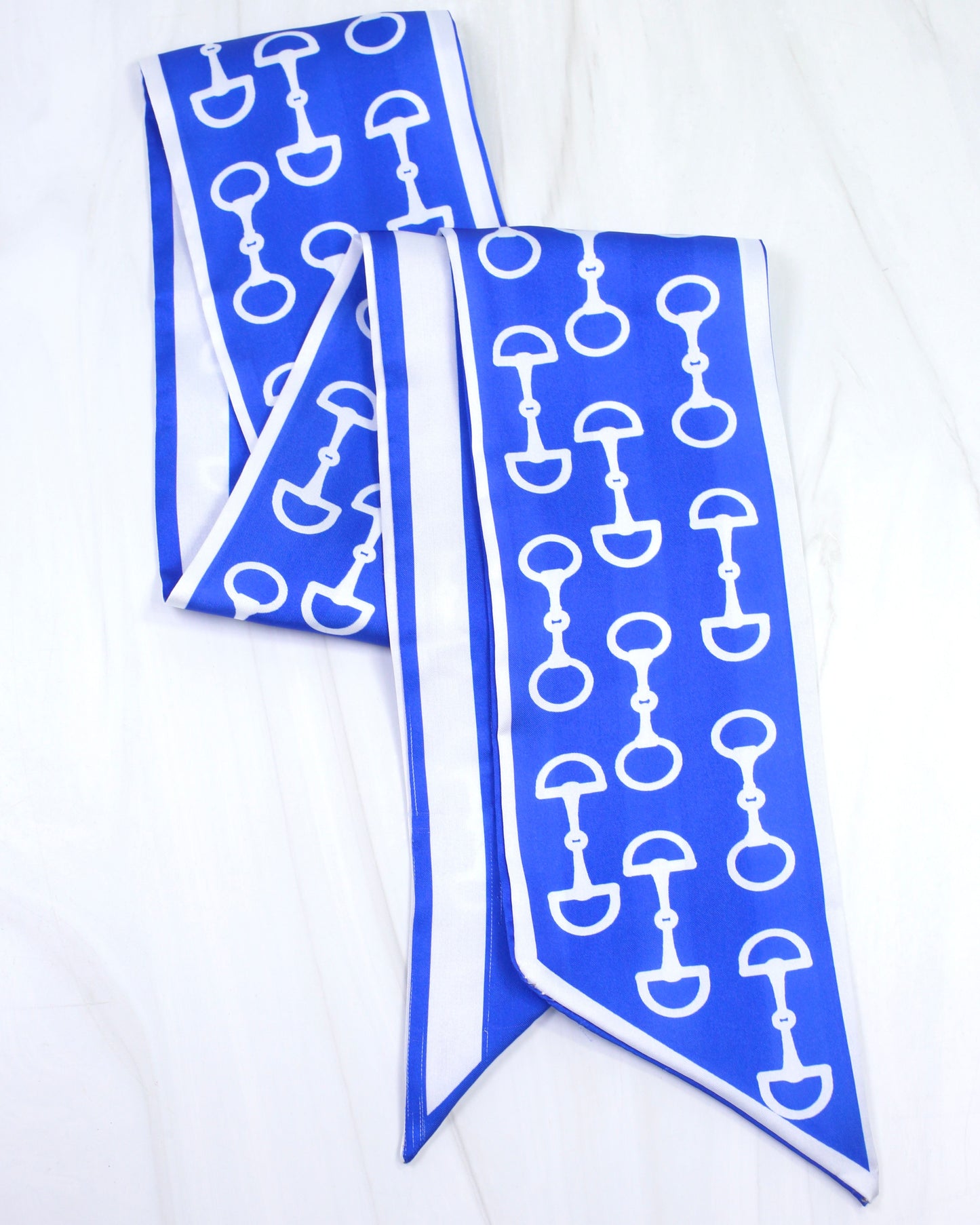 Ilene Reversible Skinny Scarf Blue White
