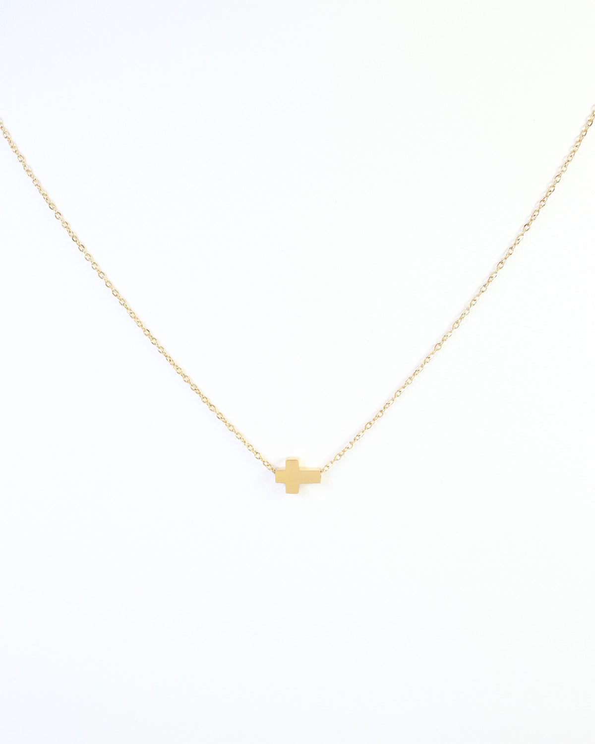 Bronx Cross Necklace WP Gold