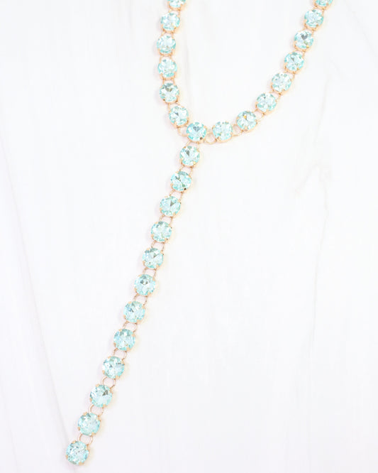 Andrea Rhinestone Y Necklace Aqua