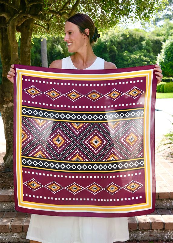 Radley Tribal Print Scarf Large Garnet Gold