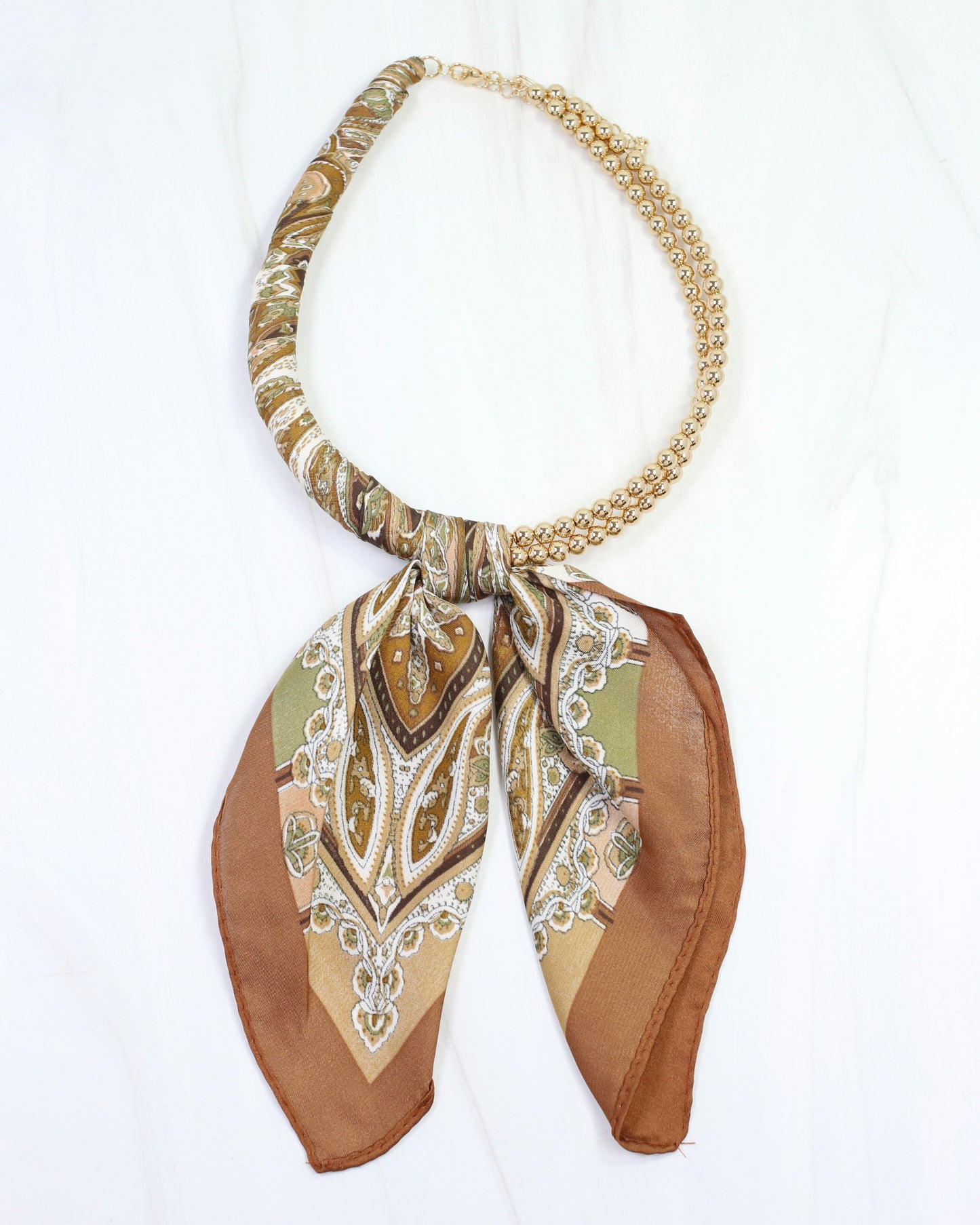 Laya Beaded Scarf Collar Necklace Brown