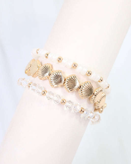 Dayton Shell Stretch Bracelet Set Gold