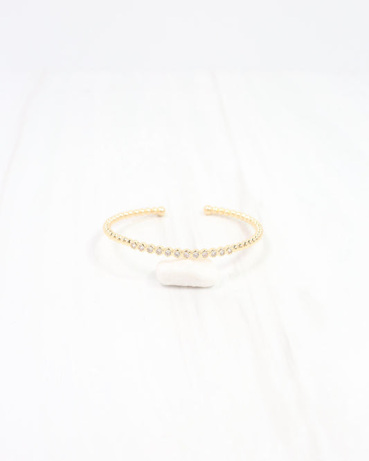 Gia CZ Beaded Cuff  Bracelet WR Gold