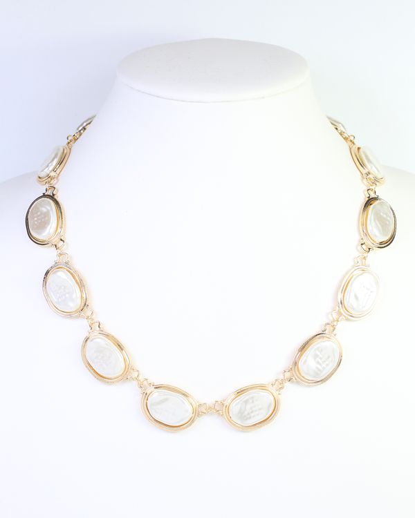 Arlet Oval Pearl Necklace Gold
