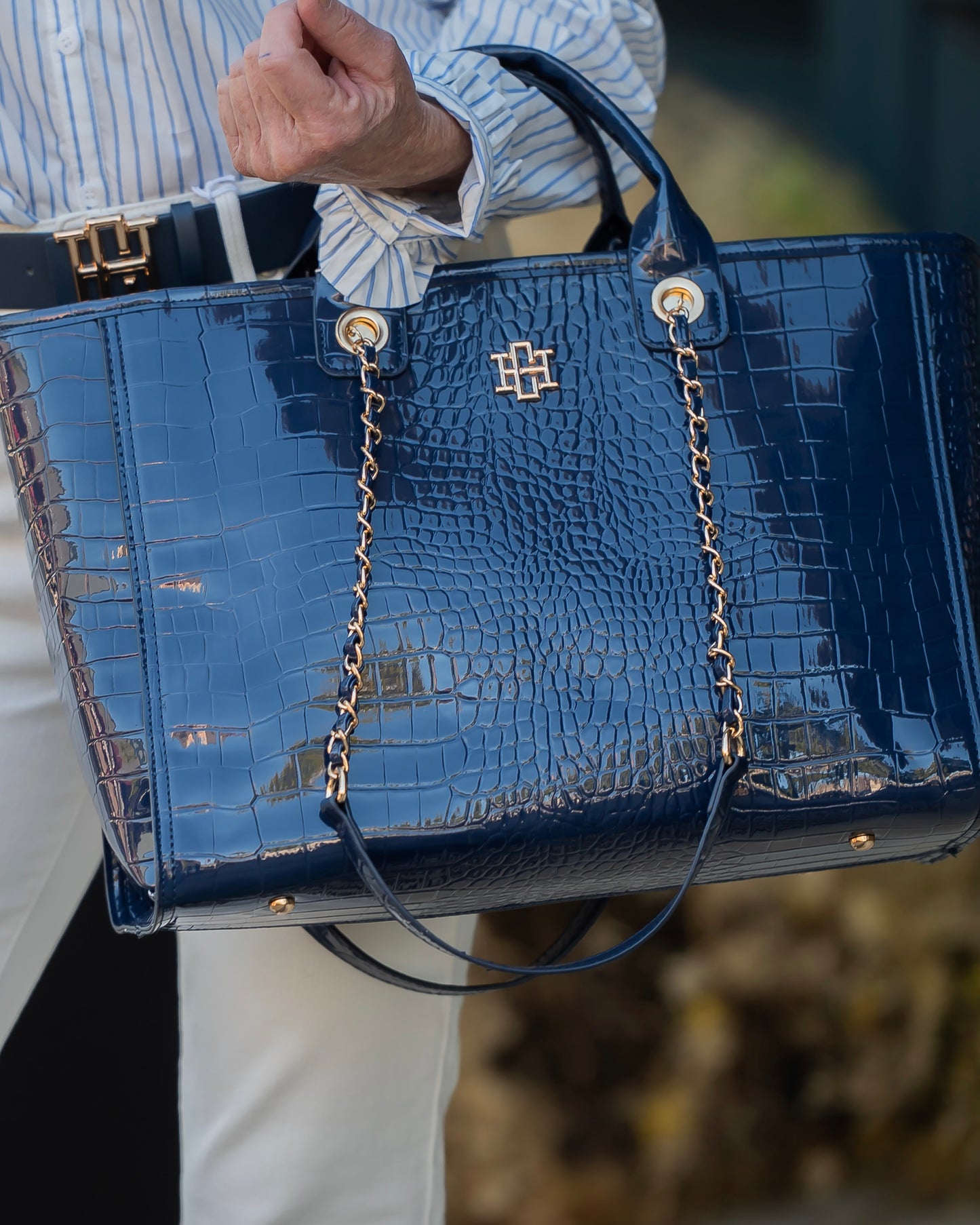 Missy Tote Navy Patent EC