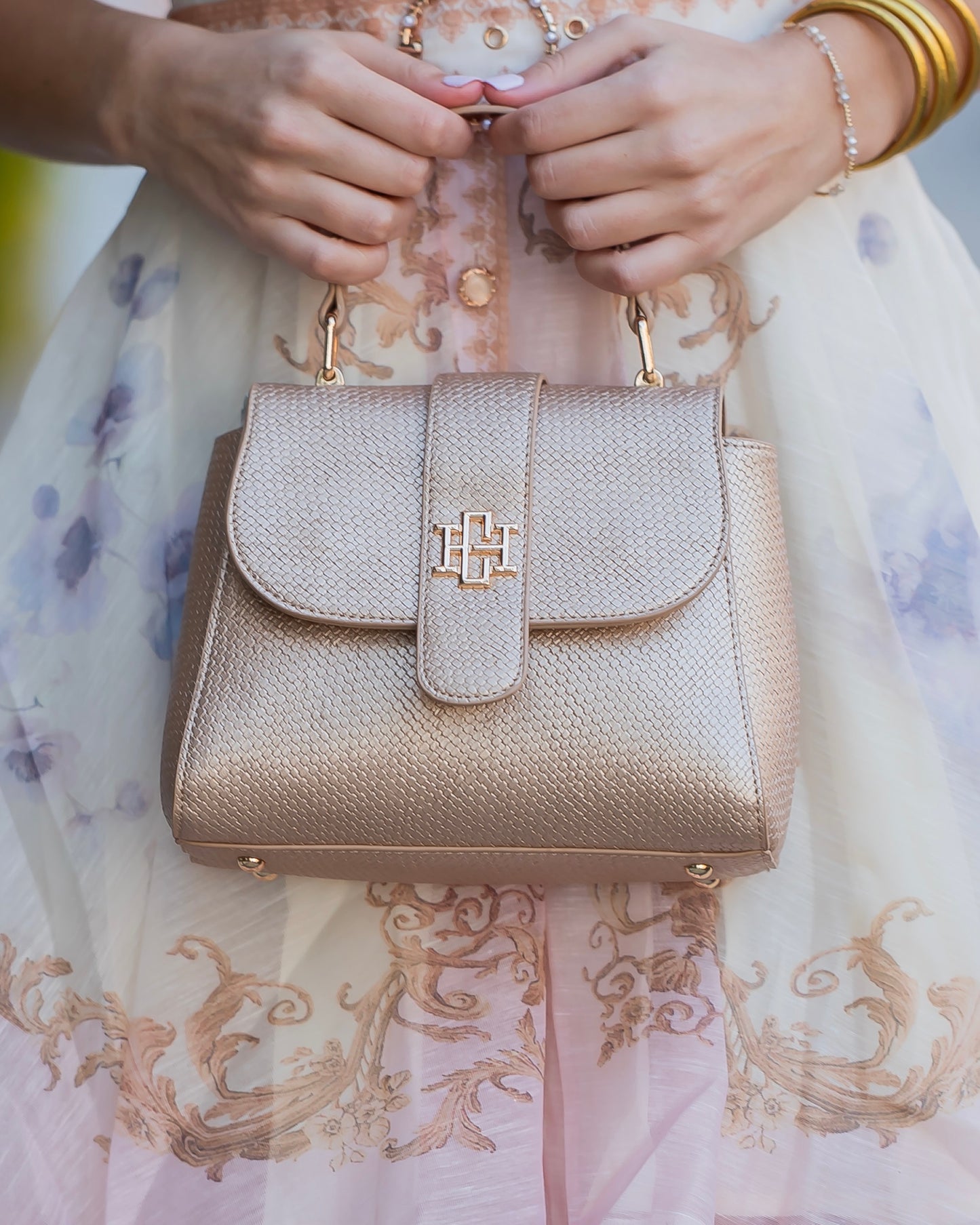 Tucker Handbag Woven Gold